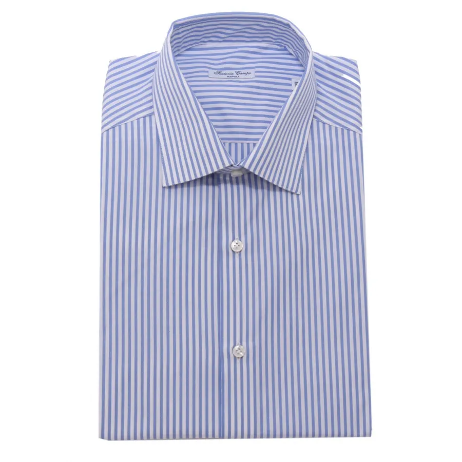6593AF camicia uomo SARTORIA CAMPO white/light blue cotton shirt men
