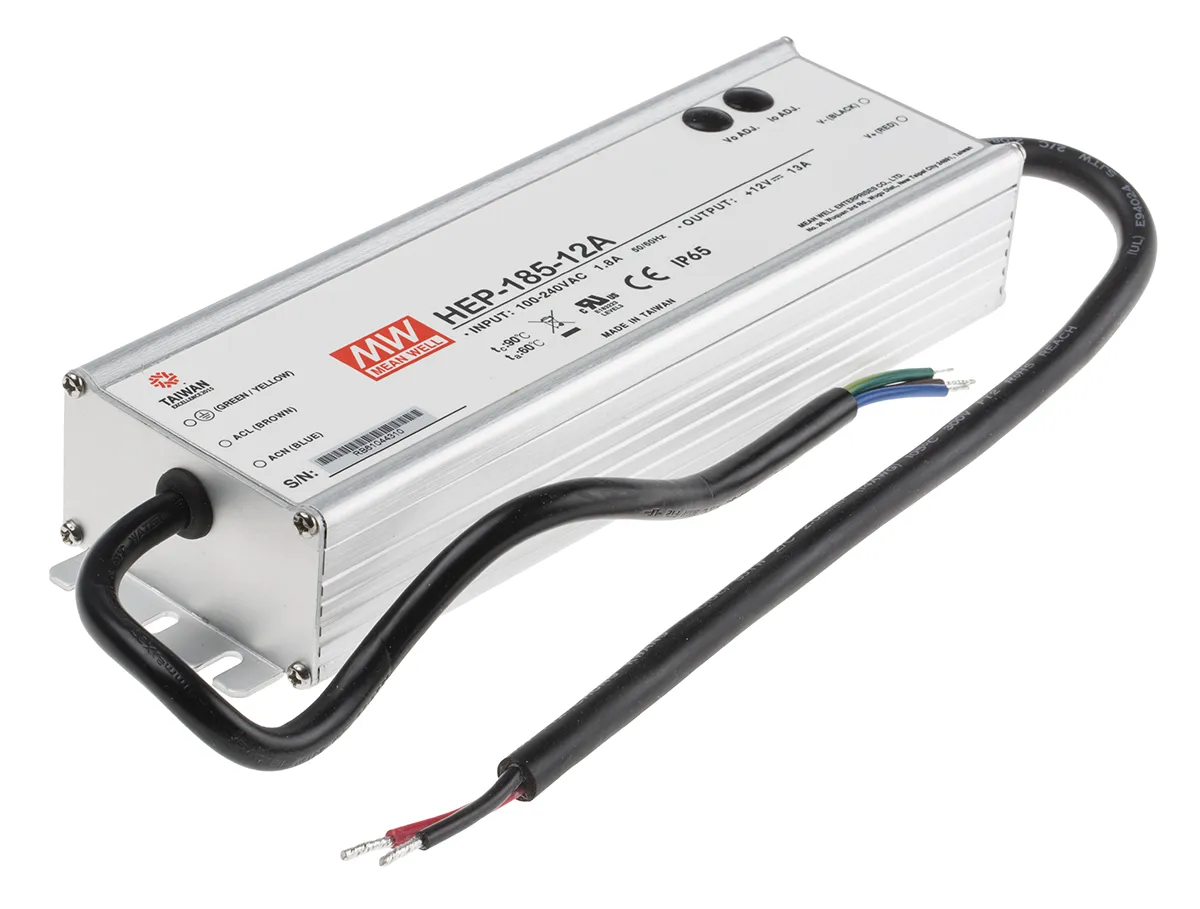 Alimentatore switching integrato MEAN WELL HEP-185-12A, 156W, ingresso 127 → 431 V dc, 90 → 305 V ac,