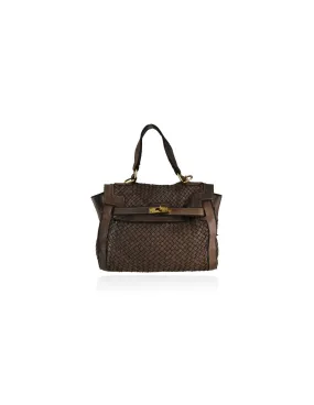 Borsa bauletto in pelle intrecciata