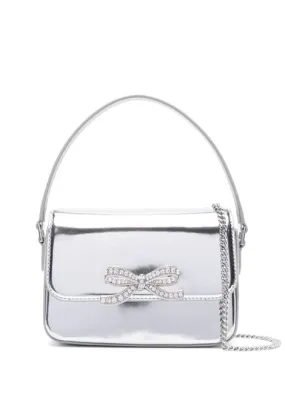 Borsa tote con fiocco in argento Self-Portrait - donna
