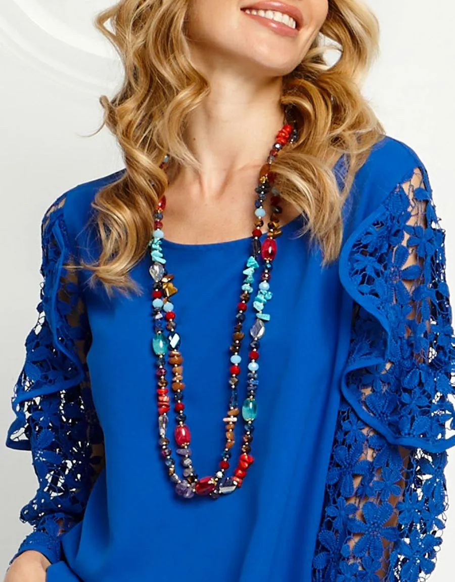 Collana con pietre multicolore