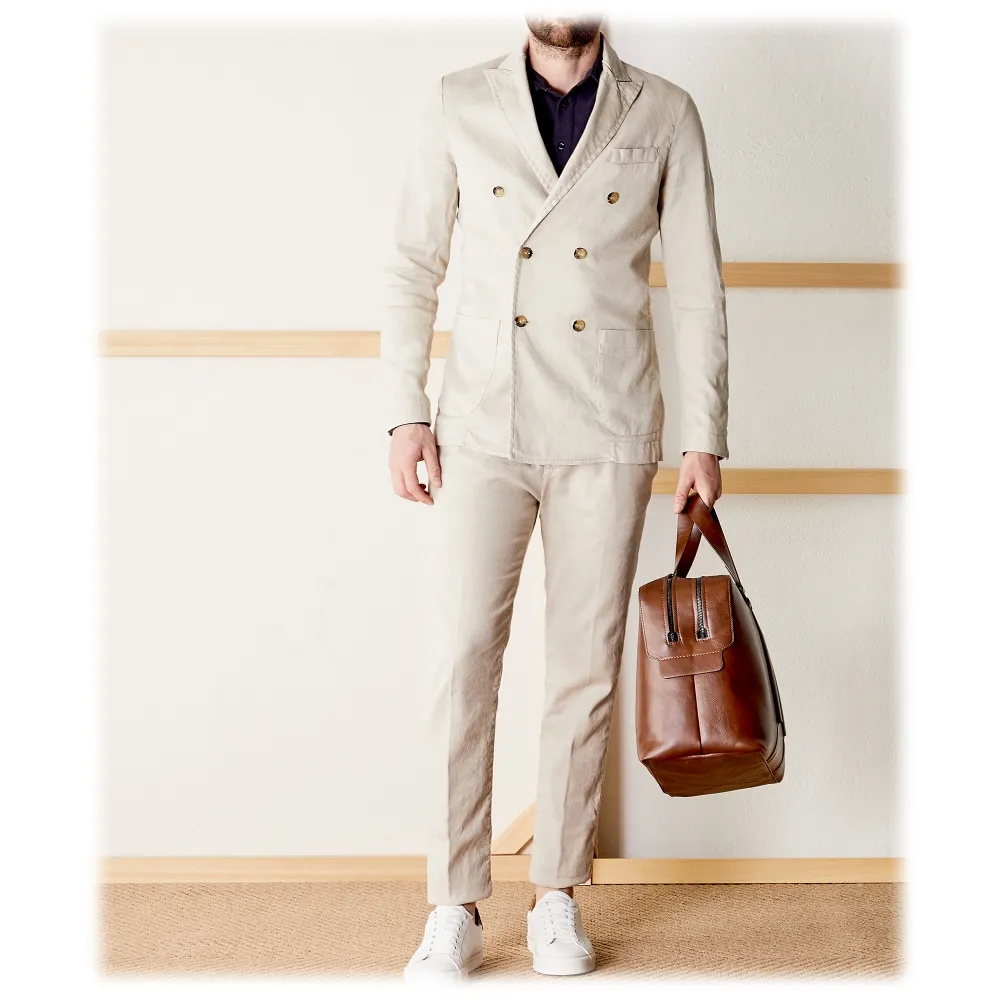 Cruna - Giacca Chelsea in Lino - 540 - Ecru - Handmade in Italy - Giacca di Alta Qualità Luxury