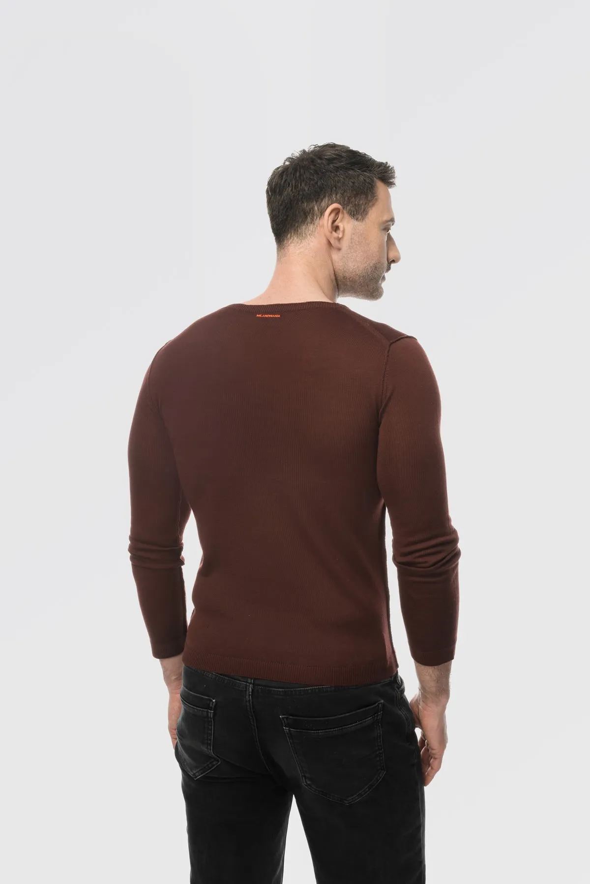Girocollo Maniche Lunghe con Taschino Slim Fit Uomo Primavera/Estate Misto Merino | Brunella Gori